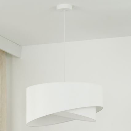 Brilagi - LED ljuskrona med textilsladd LYRA 1xE27/15W/230V vit