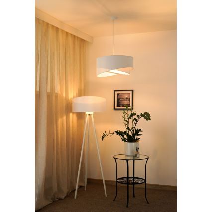 Brilagi - LED ljuskrona med textilsladd LYRA 1xE27/15W/230V vit