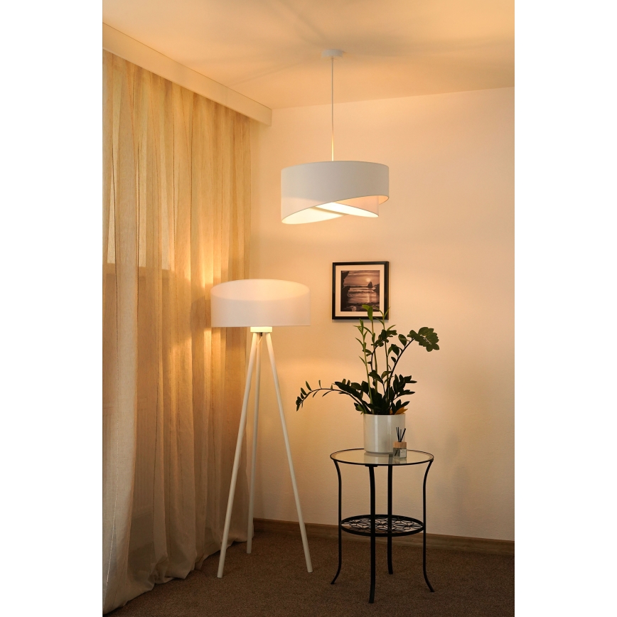 Brilagi - LED ljuskrona med textilsladd LYRA 1xE27/15W/230V vit