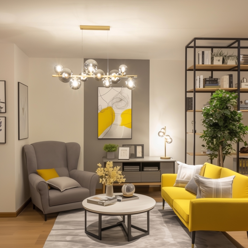 Brilagi - LED ljuskrona med textilsladd MILLA 10xG9/3W/230V guld/rökig