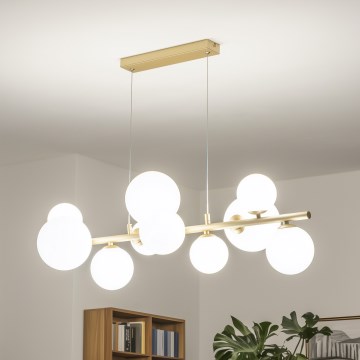 Brilagi - LED ljuskrona med textilsladd MILLA 10xG9/3W/230V guld/vit