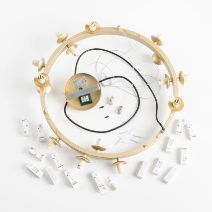 Brilagi - LED ljuskrona med textilsladd MILLA 15xG9/3W/230V guld/rökig