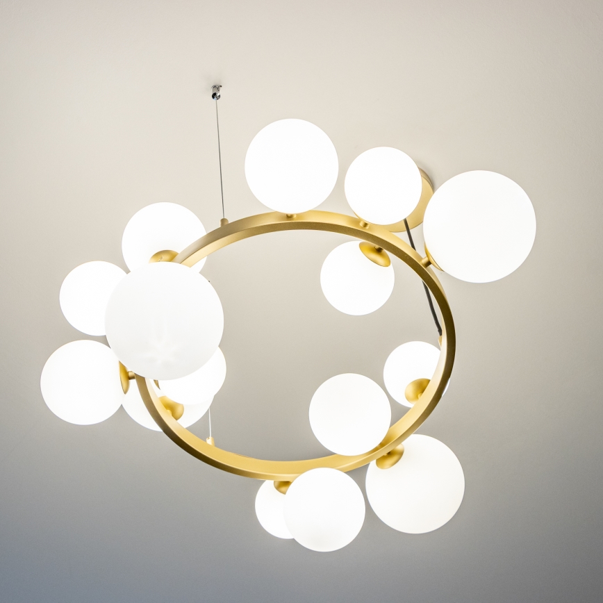 Brilagi - LED ljuskrona med textilsladd MILLA 15xG9/3W/230V guld/vit