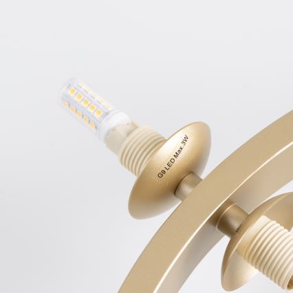Brilagi - LED ljuskrona med textilsladd MILLA 15xG9/3W/230V guld/vit