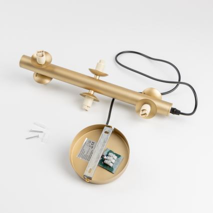 Brilagi - LED ljuskrona med textilsladd MILLA 6xG9/3W/230V guld/rökig