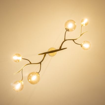 Brilagi - LED ljuskrona med textilsladd MISTEL 6xG9/3W/230V guld