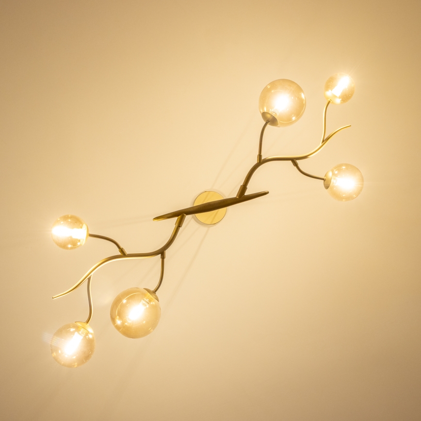 Brilagi - LED ljuskrona med textilsladd MISTEL 6xG9/3W/230V guld