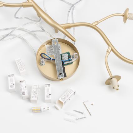 Brilagi - LED ljuskrona med textilsladd MISTEL 6xG9/3W/230V guld