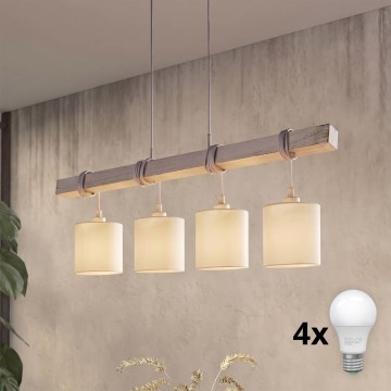 BRILAGI - LED-ljuskrona med vajer NUBILA 4xE27/60W/230V grå/krämvit