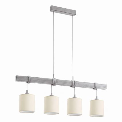 BRILAGI - LED-ljuskrona med vajer NUBILA 4xE27/60W/230V grå/krämvit