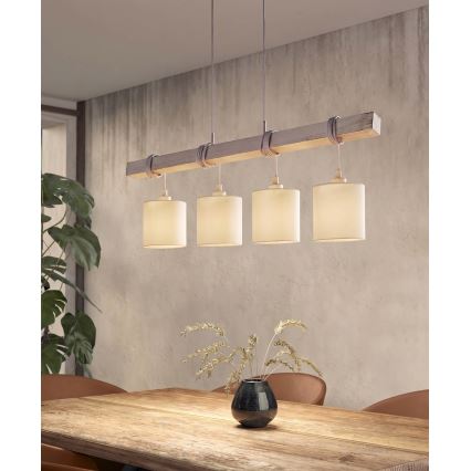 BRILAGI - LED-ljuskrona med vajer NUBILA 4xE27/60W/230V grå/krämvit