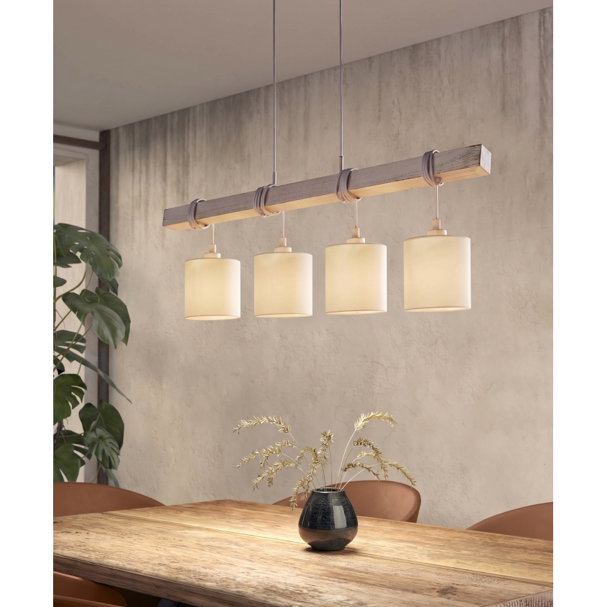 BRILAGI - LED-ljuskrona med vajer NUBILA 4xE27/60W/230V grå/krämvit