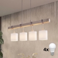BRILAGI - LED-ljuskrona med vajer NUBILA 4xE27/60W/230V grå/vit