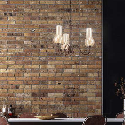 Brilagi - LED Ljuskrona på kedja COTTAGE 3xE14/40W/230V brun