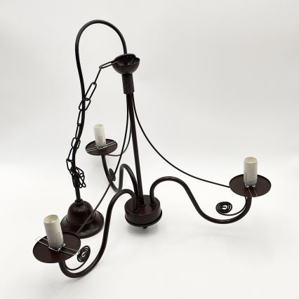 Brilagi - LED Ljuskrona på kedja COTTAGE 3xE14/40W/230V brun