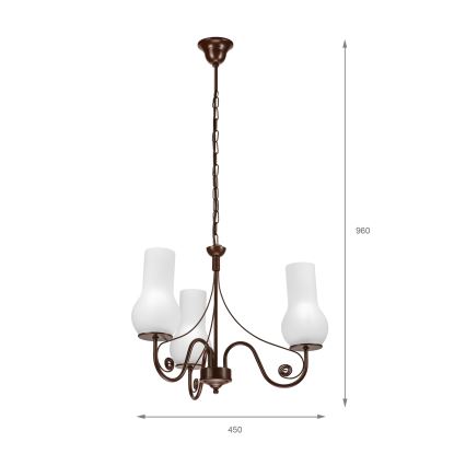 Brilagi - LED Ljuskrona på kedja COTTAGE 3xE14/40W/230V brun/vit