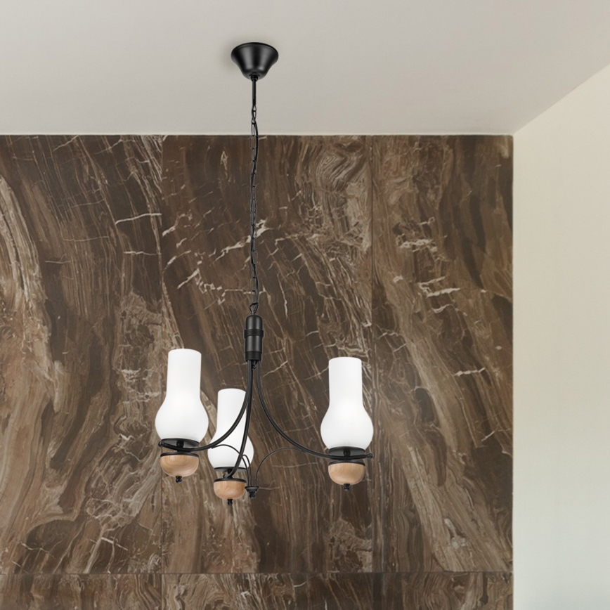Brilagi - LED-ljuskrona på kedja COTTAGE 3xE14/40W/230V ek/svart/vit