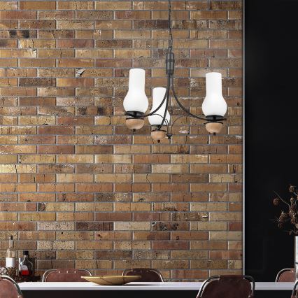 Brilagi - LED-ljuskrona på kedja COTTAGE 3xE14/40W/230V ek/svart/vit