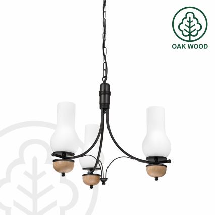 Brilagi - LED-ljuskrona på kedja COTTAGE 3xE14/40W/230V ek/svart/vit