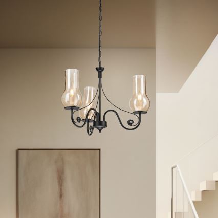 Brilagi - LED Ljuskrona på kedja COTTAGE 3xE14/40W/230V svart/brun