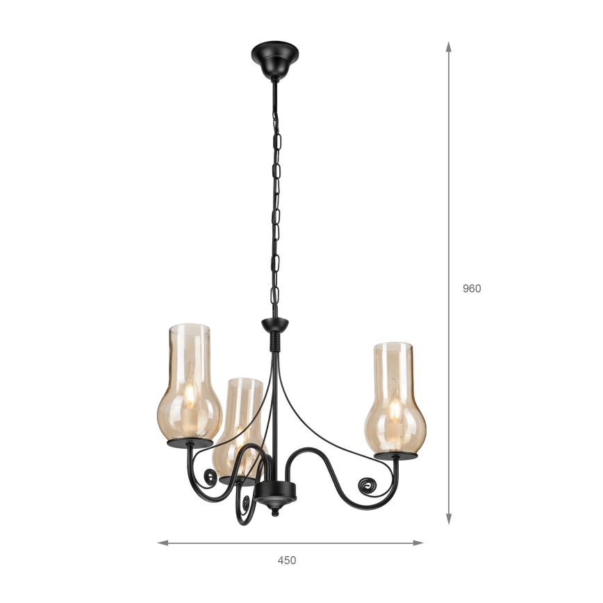 Brilagi - LED Ljuskrona på kedja COTTAGE 3xE14/40W/230V svart/brun