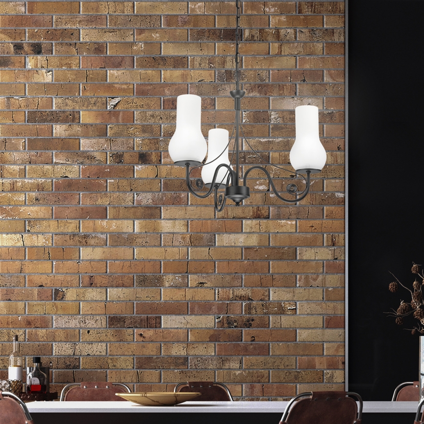 Brilagi - LED Ljuskrona på kedja COTTAGE 3xE14/40W/230V svart/vit