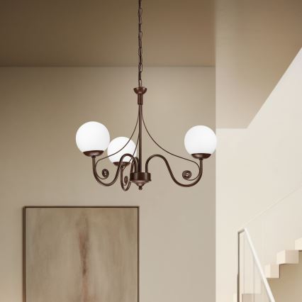 Brilagi - LED Ljuskrona på kedja COTTAGE 3xG9/40W/230V brun/vit