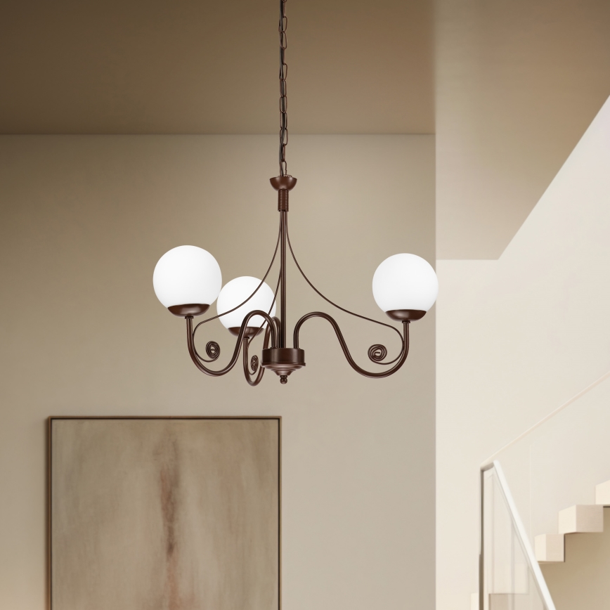 Brilagi - LED Ljuskrona på kedja COTTAGE 3xG9/40W/230V brun/vit