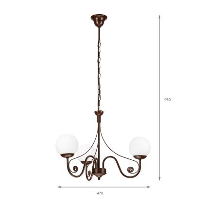 Brilagi - LED Ljuskrona på kedja COTTAGE 3xG9/40W/230V brun/vit