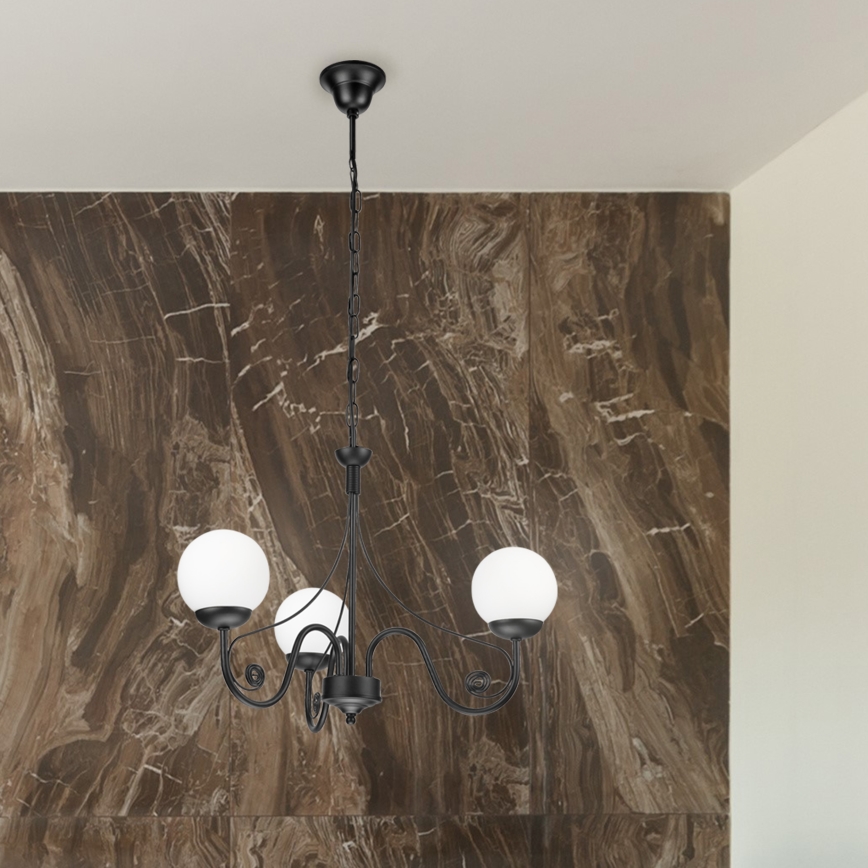 Brilagi - LED Ljuskrona på kedja COTTAGE 3xG9/40W/230V svart/vit