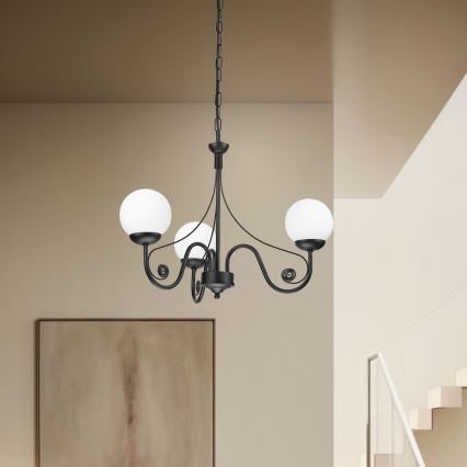 Brilagi - LED Ljuskrona på kedja COTTAGE 3xG9/40W/230V svart/vit