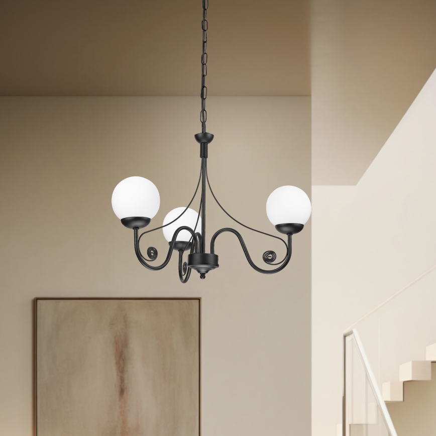 Brilagi - LED Ljuskrona på kedja COTTAGE 3xG9/40W/230V svart/vit