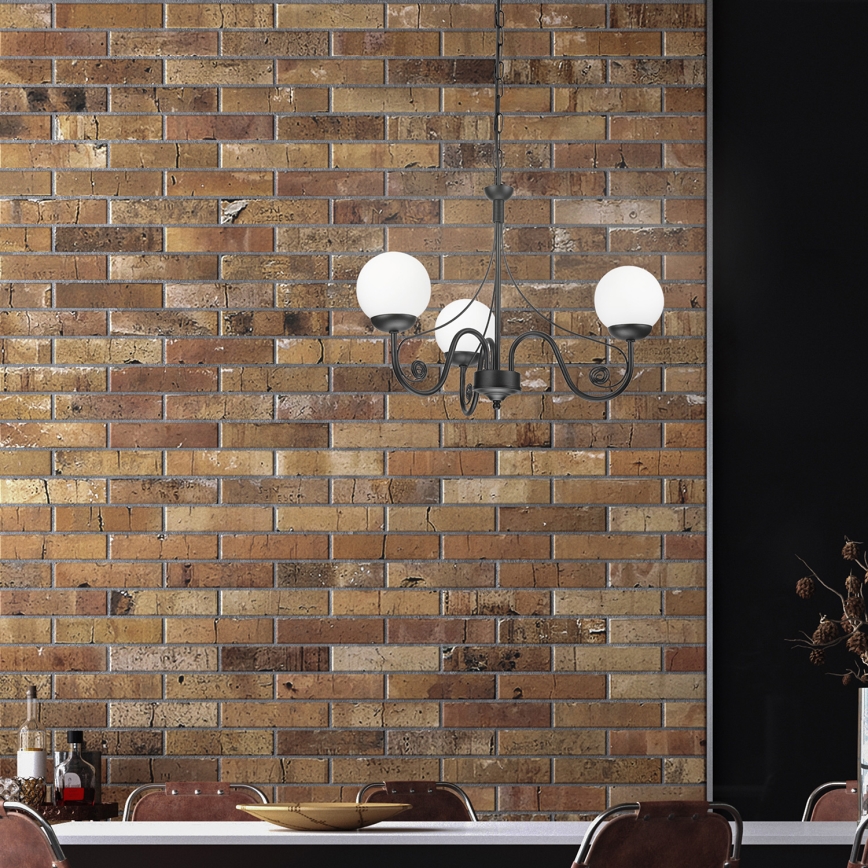 Brilagi - LED Ljuskrona på kedja COTTAGE 3xG9/40W/230V svart/vit