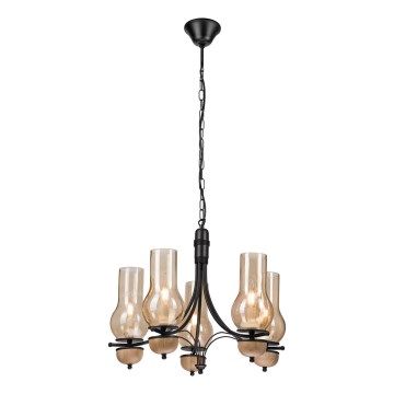 Brilagi - LED Ljuskrona på kedja COTTAGE 5xE14/40W/230V bok/brun