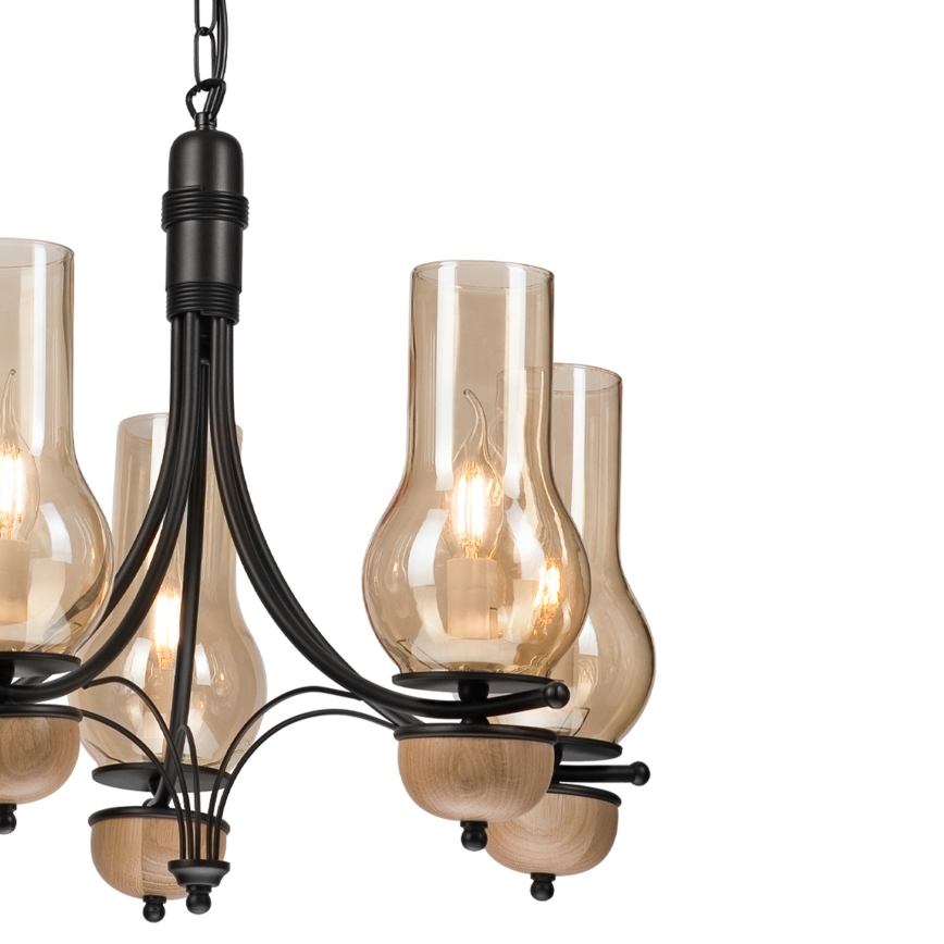 Brilagi - LED Ljuskrona på kedja COTTAGE 5xE14/40W/230V bok/brun