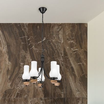 Brilagi - LED Ljuskrona på kedja COTTAGE 5xE14/40W/230V bok/vit