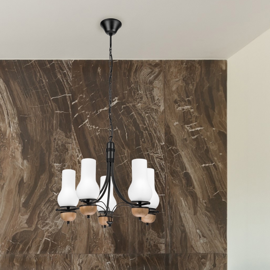 Brilagi - LED Ljuskrona på kedja COTTAGE 5xE14/40W/230V bok/vit