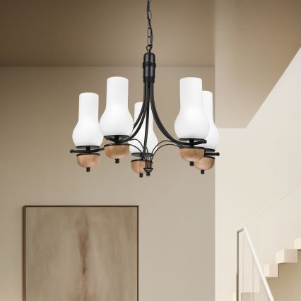 Brilagi - LED Ljuskrona på kedja COTTAGE 5xE14/40W/230V bok/vit