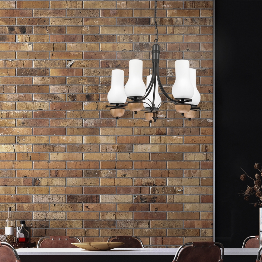 Brilagi - LED Ljuskrona på kedja COTTAGE 5xE14/40W/230V bok/vit