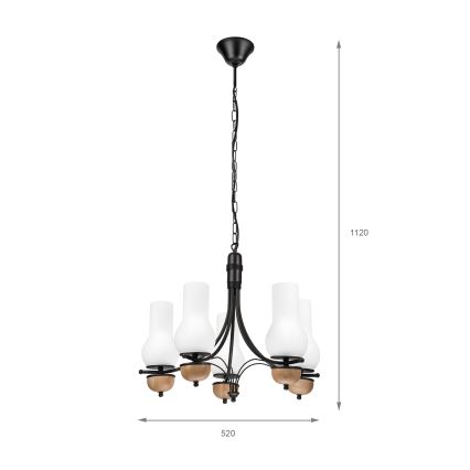Brilagi - LED Ljuskrona på kedja COTTAGE 5xE14/40W/230V bok/vit