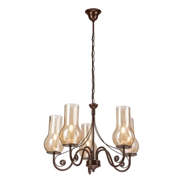 Brilagi - LED Ljuskrona på kedja COTTAGE 5xE14/40W/230V brun