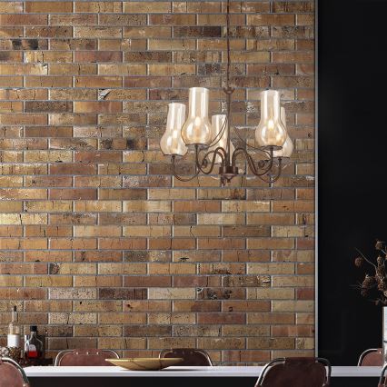 Brilagi - LED Ljuskrona på kedja COTTAGE 5xE14/40W/230V brun