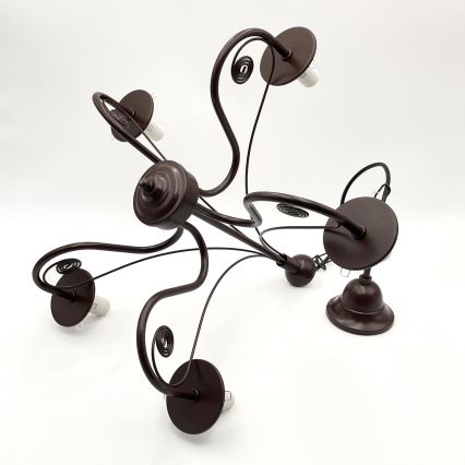 Brilagi - LED Ljuskrona på kedja COTTAGE 5xE14/40W/230V brun