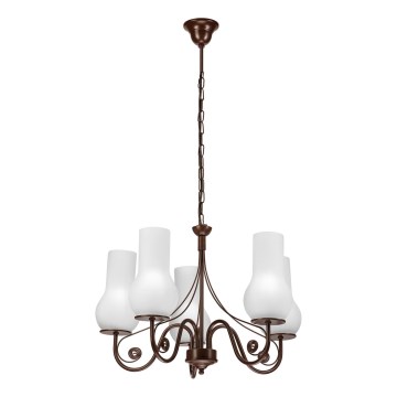 Brilagi - LED Ljuskrona på kedja COTTAGE 5xE14/40W/230V brun/vit