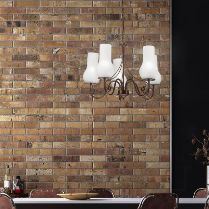 Brilagi - LED Ljuskrona på kedja COTTAGE 5xE14/40W/230V brun/vit