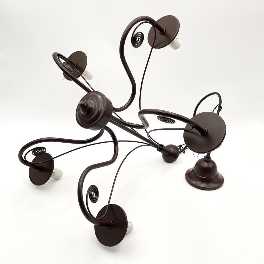 Brilagi - LED Ljuskrona på kedja COTTAGE 5xE14/40W/230V brun/vit