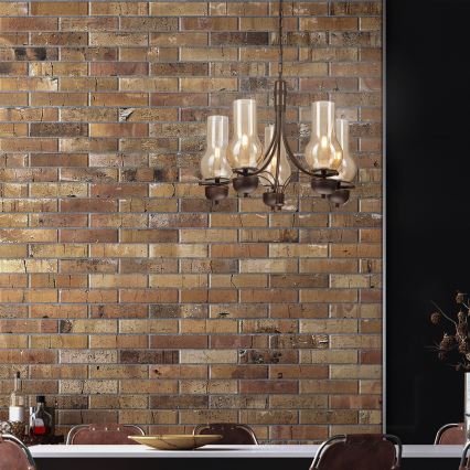 Brilagi - LED Ljuskrona på kedja COTTAGE 5xE14/40W/230V ek/brun