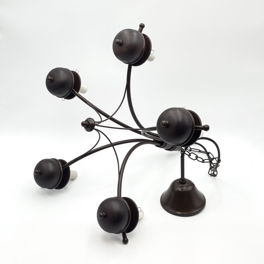 Brilagi - LED Ljuskrona på kedja COTTAGE 5xE14/40W/230V ek/brun