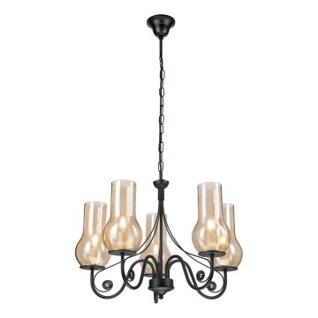 Brilagi - LED Ljuskrona på kedja COTTAGE 5xE14/40W/230V svart/brun