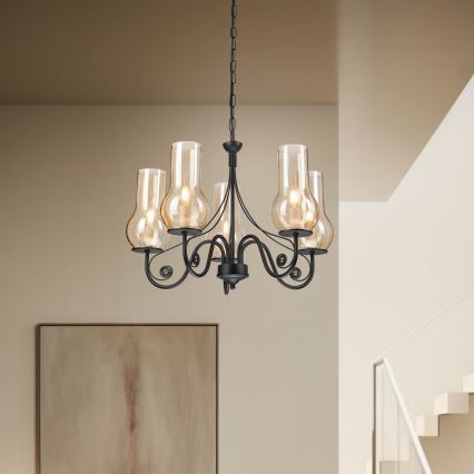 Brilagi - LED Ljuskrona på kedja COTTAGE 5xE14/40W/230V svart/brun